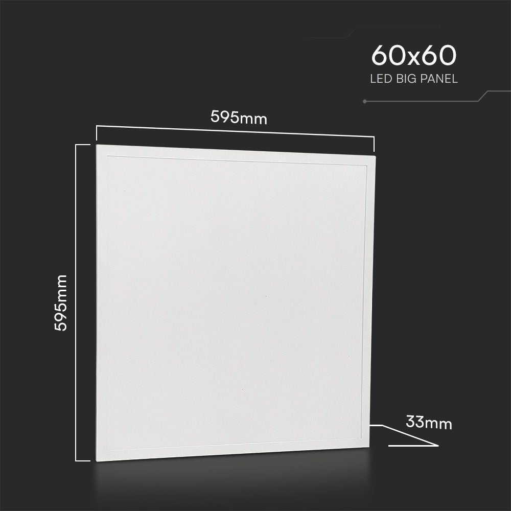 V-Tac 60x60 LED panel med bagbelyst kant - 25W, 180lm/w, hvid kant