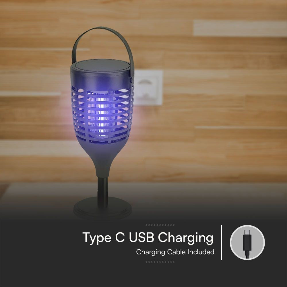 VTac solcelle insektlampe - Sort, 3-i-1 med IP24 beskyttelse og 1,3W effekt
