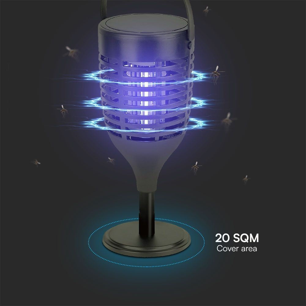 VTac solcelle insektlampe - Sort, 3-i-1 med IP24 beskyttelse og 1,3W effekt
