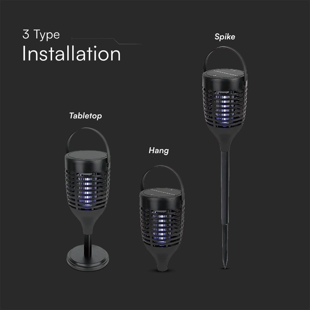 VTac solcelle insektlampe - Sort, 3-i-1 med IP24 beskyttelse og 1,3W effekt