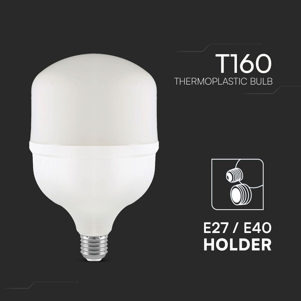 V-Tac 60W LED pære - T160, E27 med E40 ringadapter - 6600lm, RA80, 230V