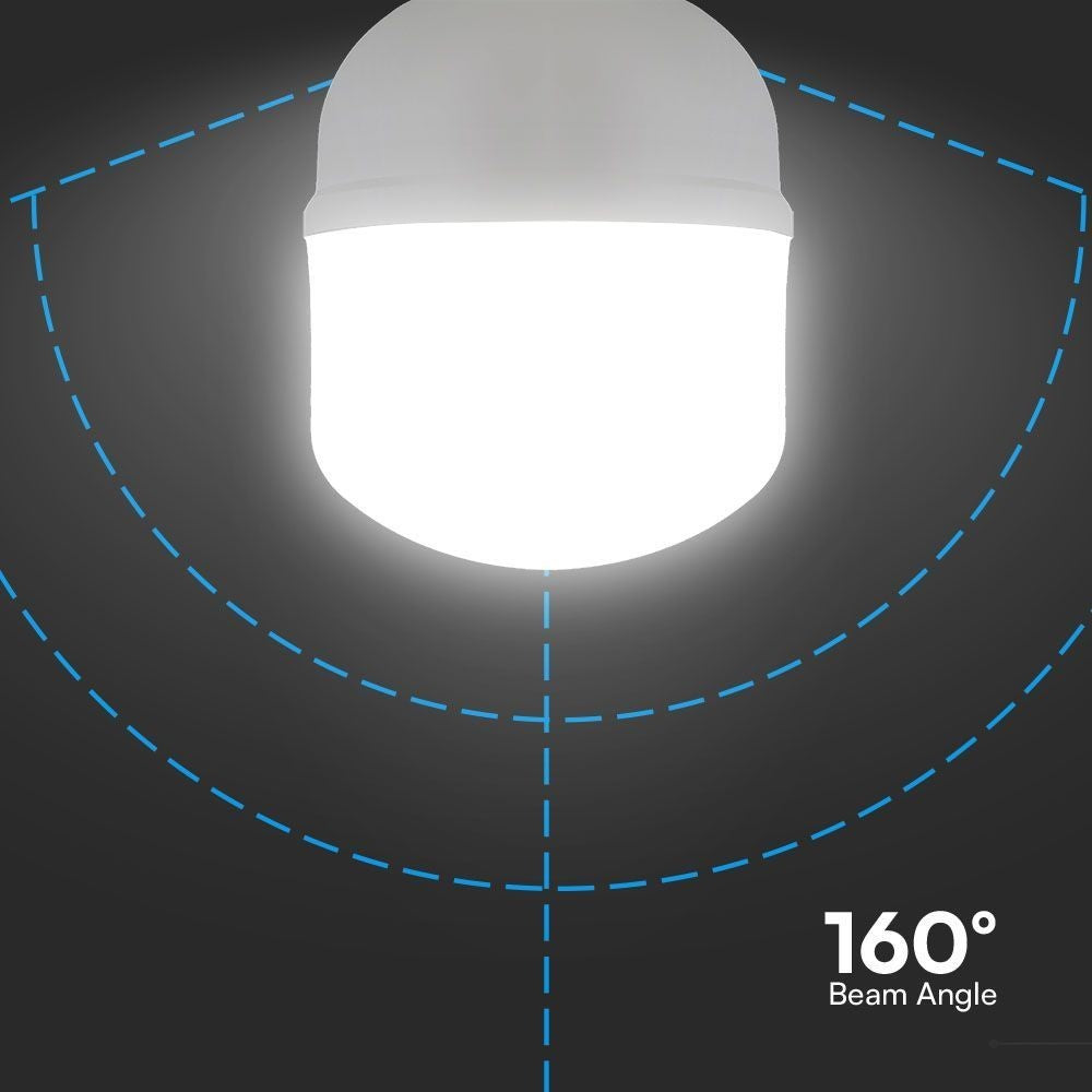 V-Tac 60W LED pære - T160, E27 med E40 ringadapter - 6600lm, RA80, 230V