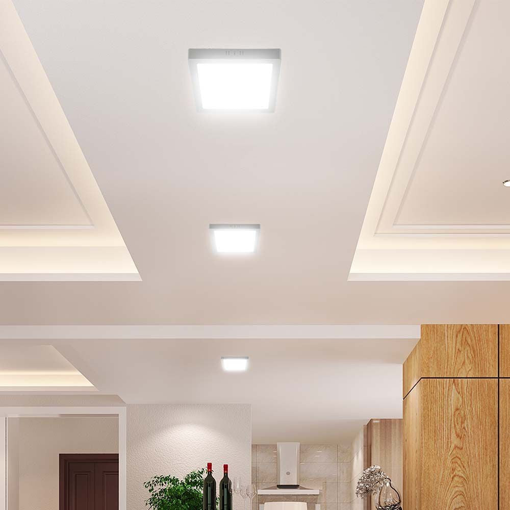 V-Tac 18W LED loftslampe med hvid kant og inkl. lyskilde - 21,4 x 21,4cm, H: 3,1cm, 230V input, 1980lm, RA80