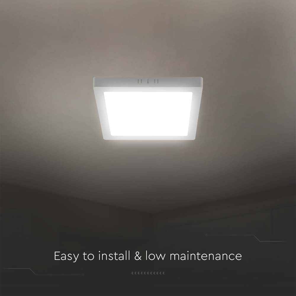 V-Tac 6W LED loftslampe - Hvid kant, inkl. lyskilde, 660lm, RA80, 12,08 x 12,08cm, 230V, 3,07cm høj