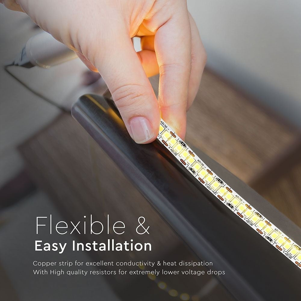 V-Tac 18W/m LED strip - høj lumens - 5m, IP20, 240LED, 12V, 3000lm, RA80