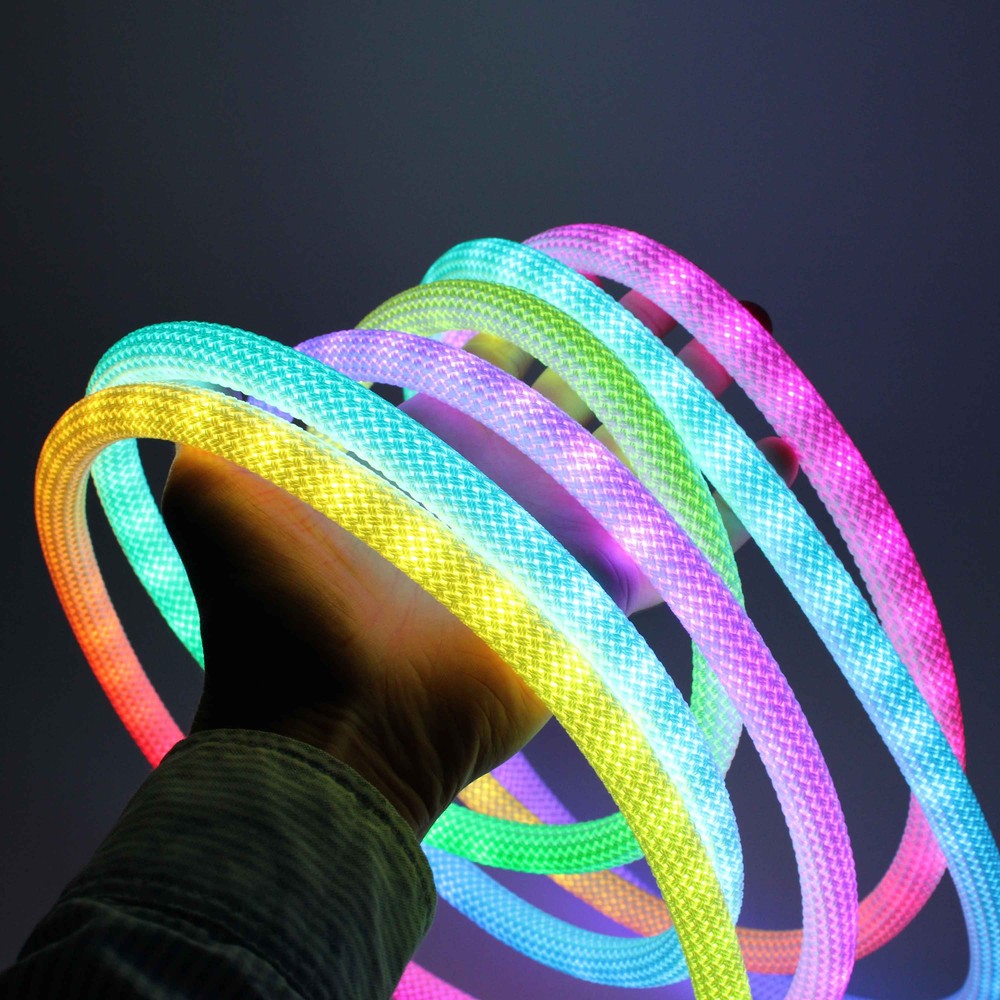 5m RGBIC Neon Flex strip med vævet reb, 3W/m, 5V, IP67 (5 meter)