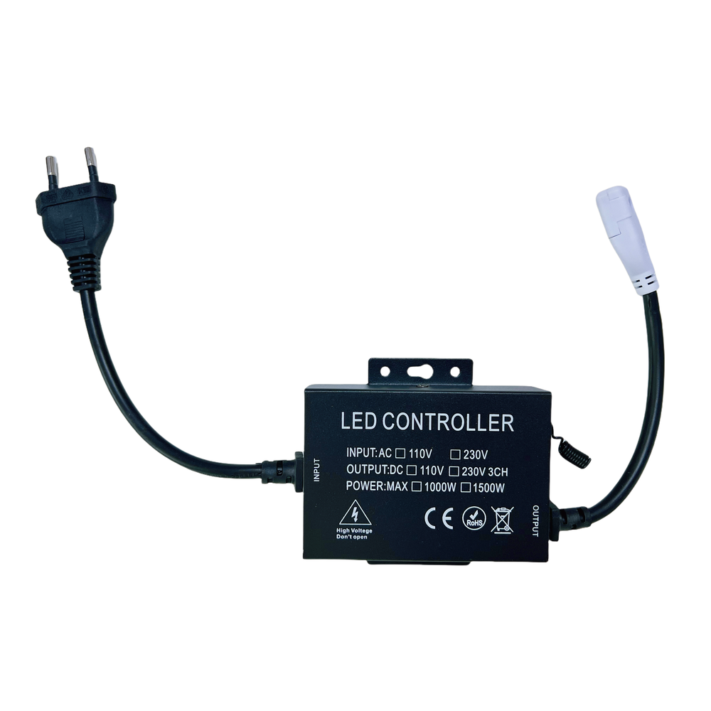RGB CLIP-ON controller med 230V strømforsyning og memory funktion - inkl. endeprop - 100m ledning