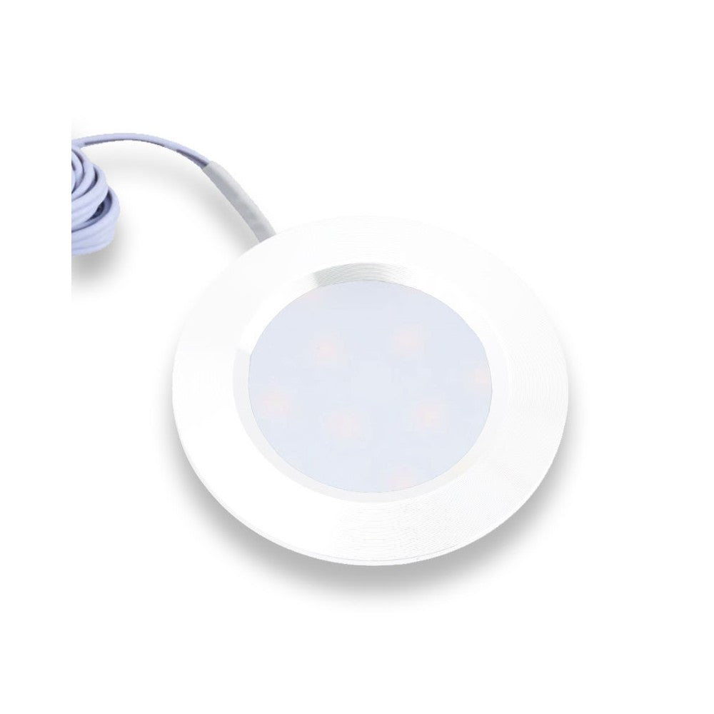 LEDlife Reco68 møbelspot indbygning RA92 i mat hvid - Ø6,8 cm, 2,5W, 12V DC - Erstatter 20W, 240lm, hul Ø5,6 cm.