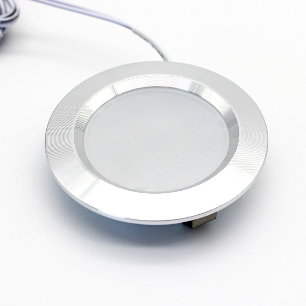 LEDlife Reco68 møbelspot indbygning i børstet stål, 2,5W, 12V, 240lm, RA92, Ø6,8 cm, hul Ø5,6 cm