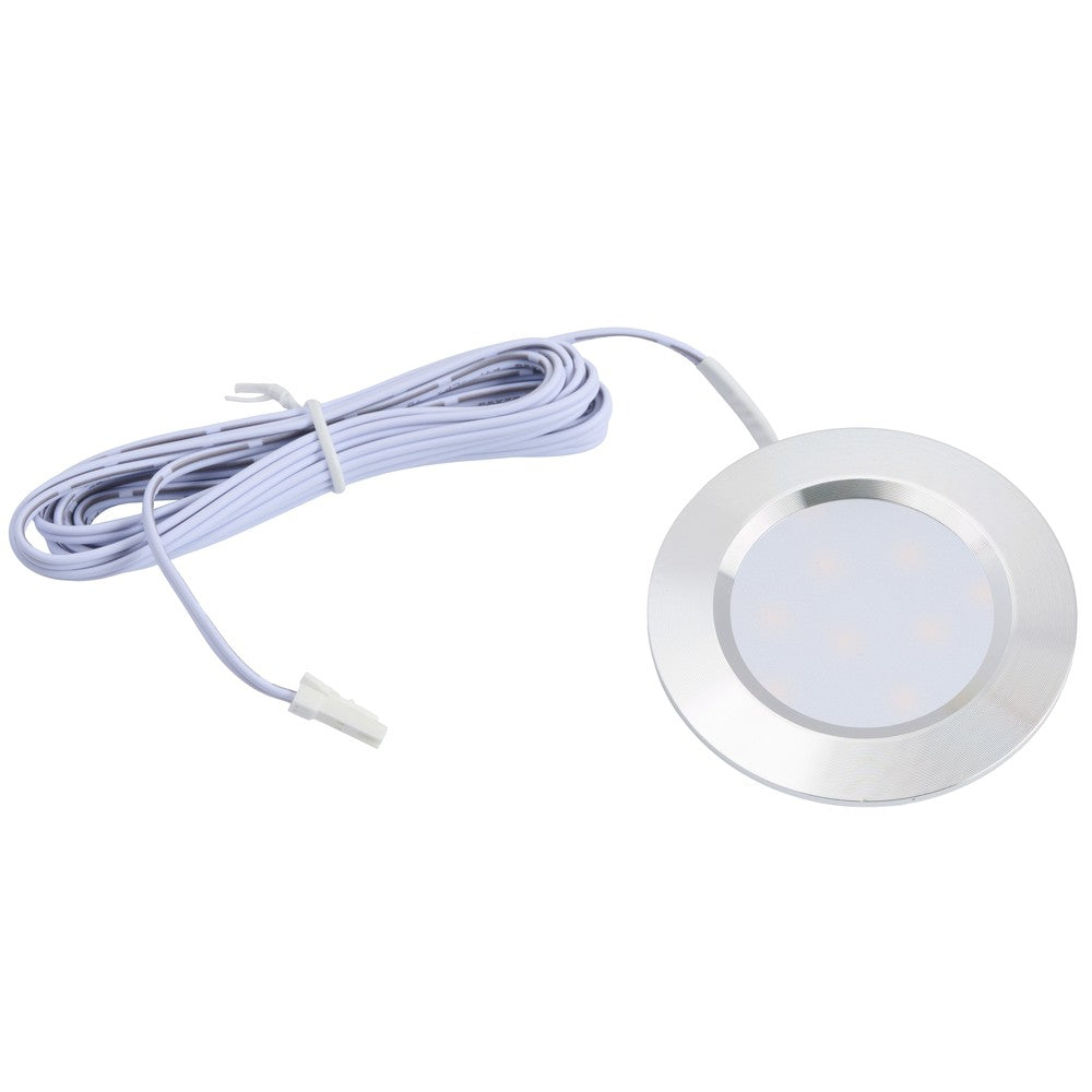 LEDlife Reco68 møbelspot indbygning i børstet stål, 2,5W, 12V, 240lm, RA92, Ø6,8 cm, hul Ø5,6 cm