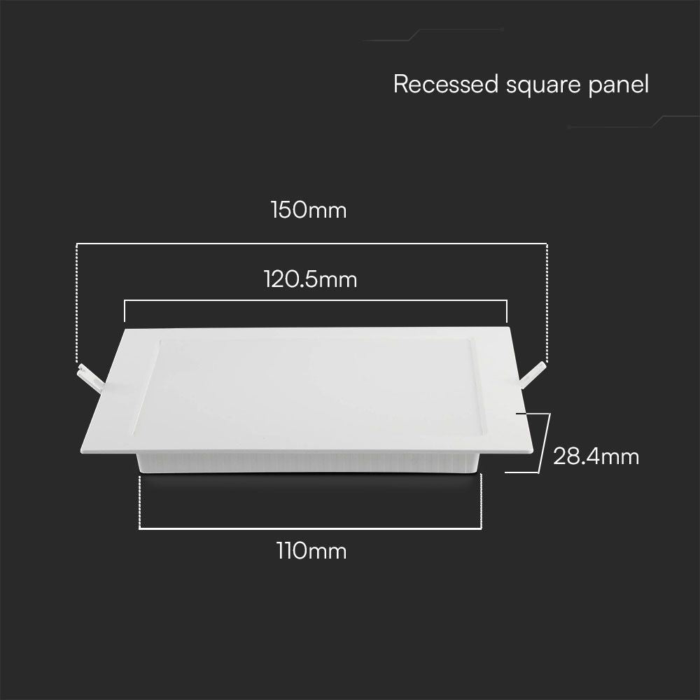V-Tac 6W LED Indbygningspanel 12x12 cm 230V 660lm RA80 - Hul 11x11 cm