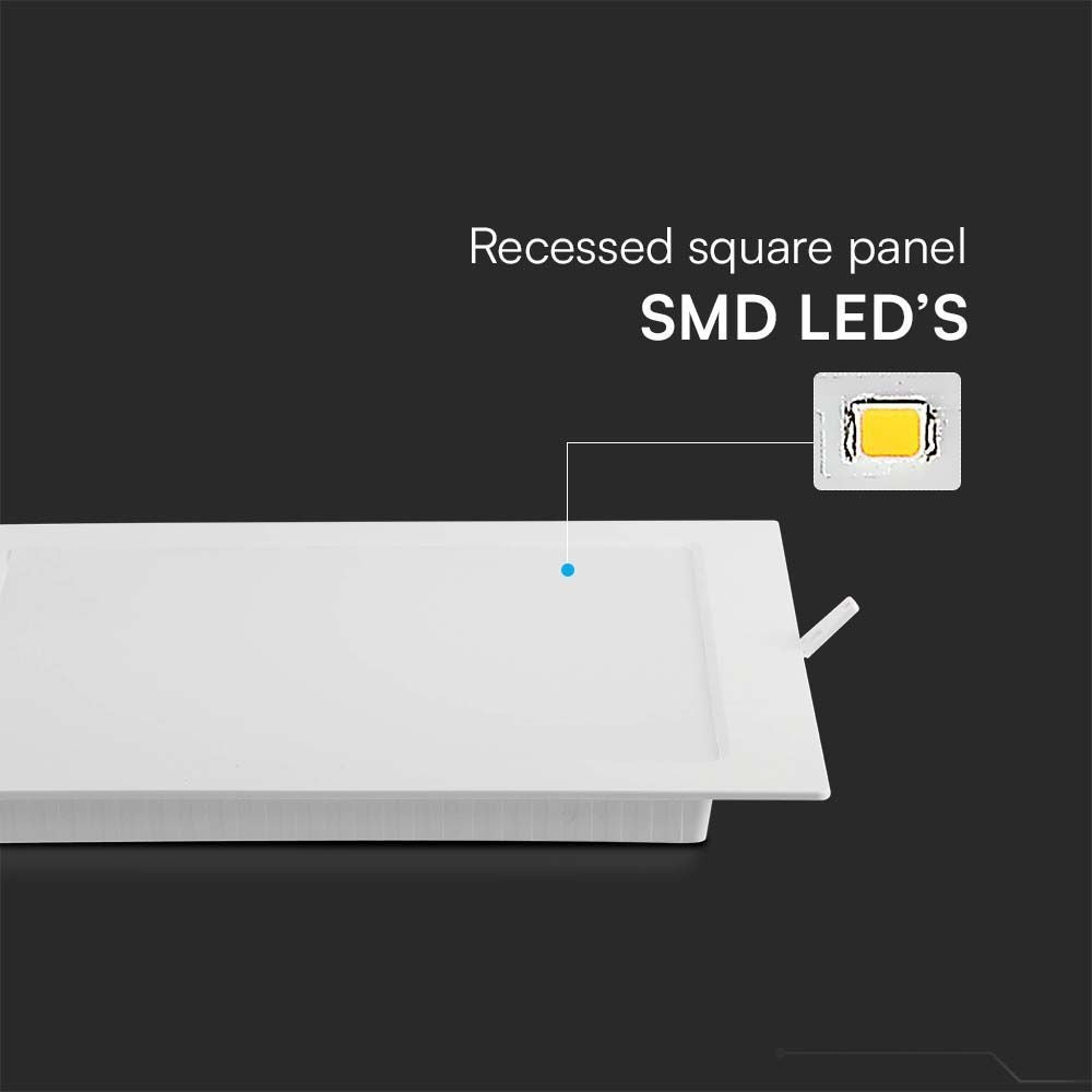 V-Tac 6W LED Indbygningspanel 12x12 cm 230V 660lm RA80 - Hul 11x11 cm