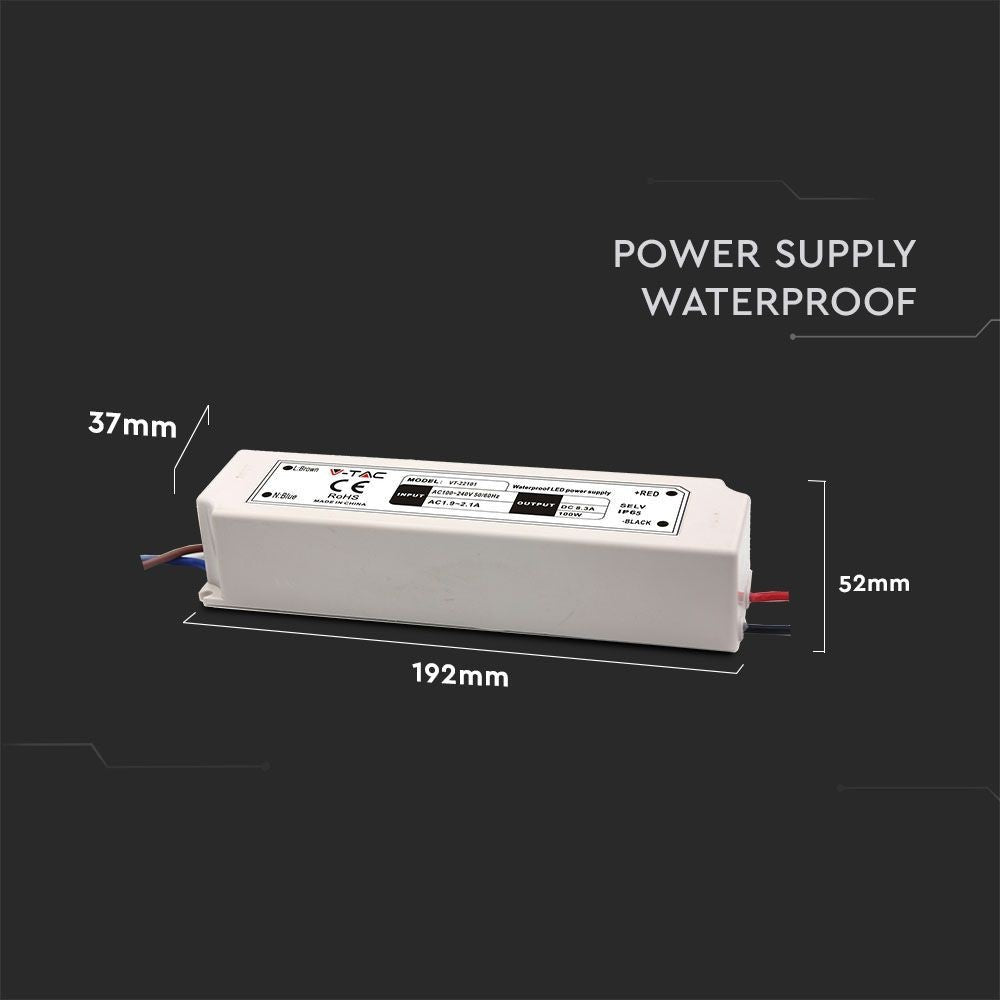 V-Tac 100W Vandtæt Strømforsyning - 24V DC, 4,1A, IP65