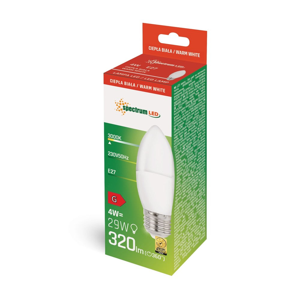 C37 LED kertépære 4W E27 230V Neutral Hvid Spectrum - Energibesparende og farveægte belysning til hjemmet