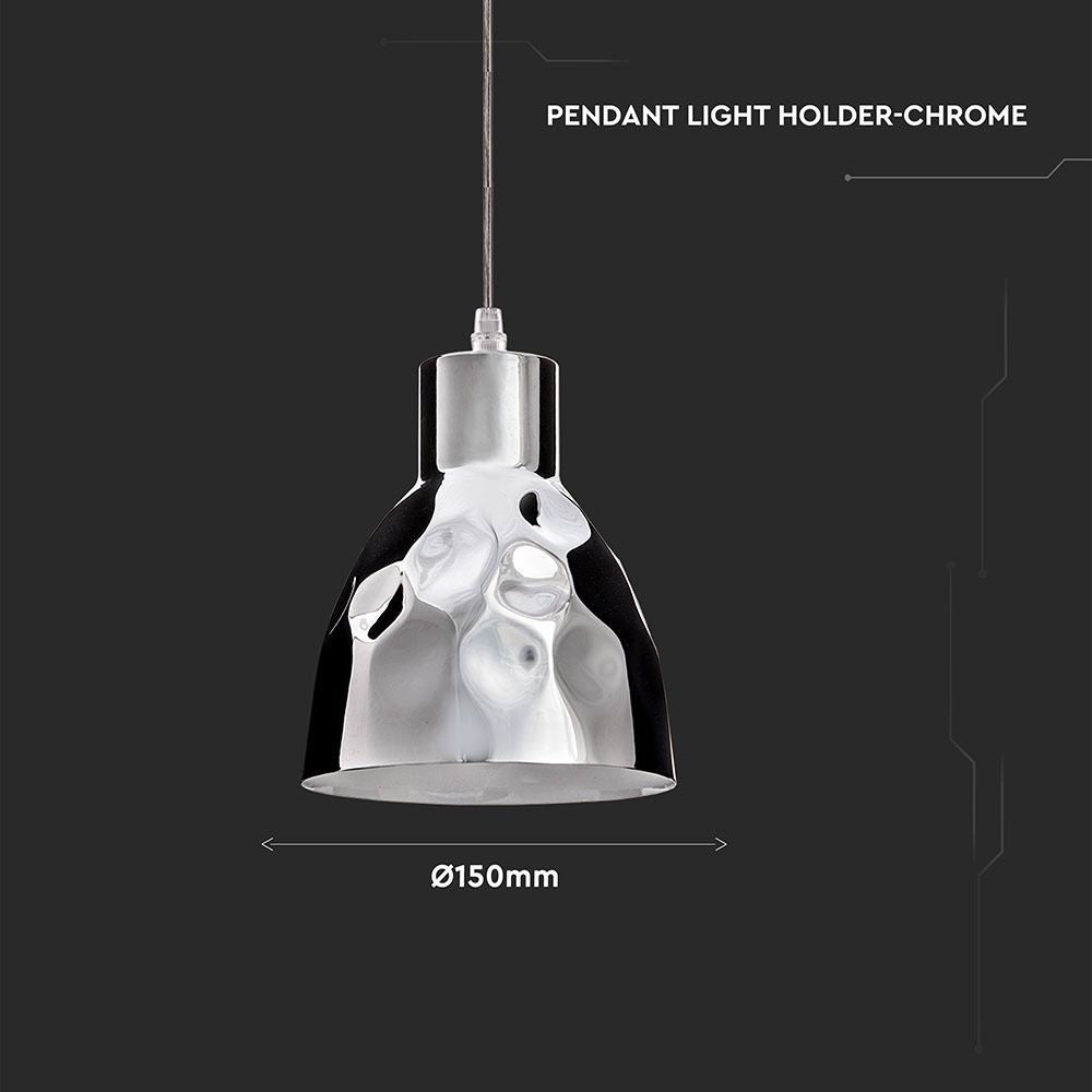 V-Tac Kobber Pendellampe - Krom, Ø15 cm, E27, Max. 60W (230V)
