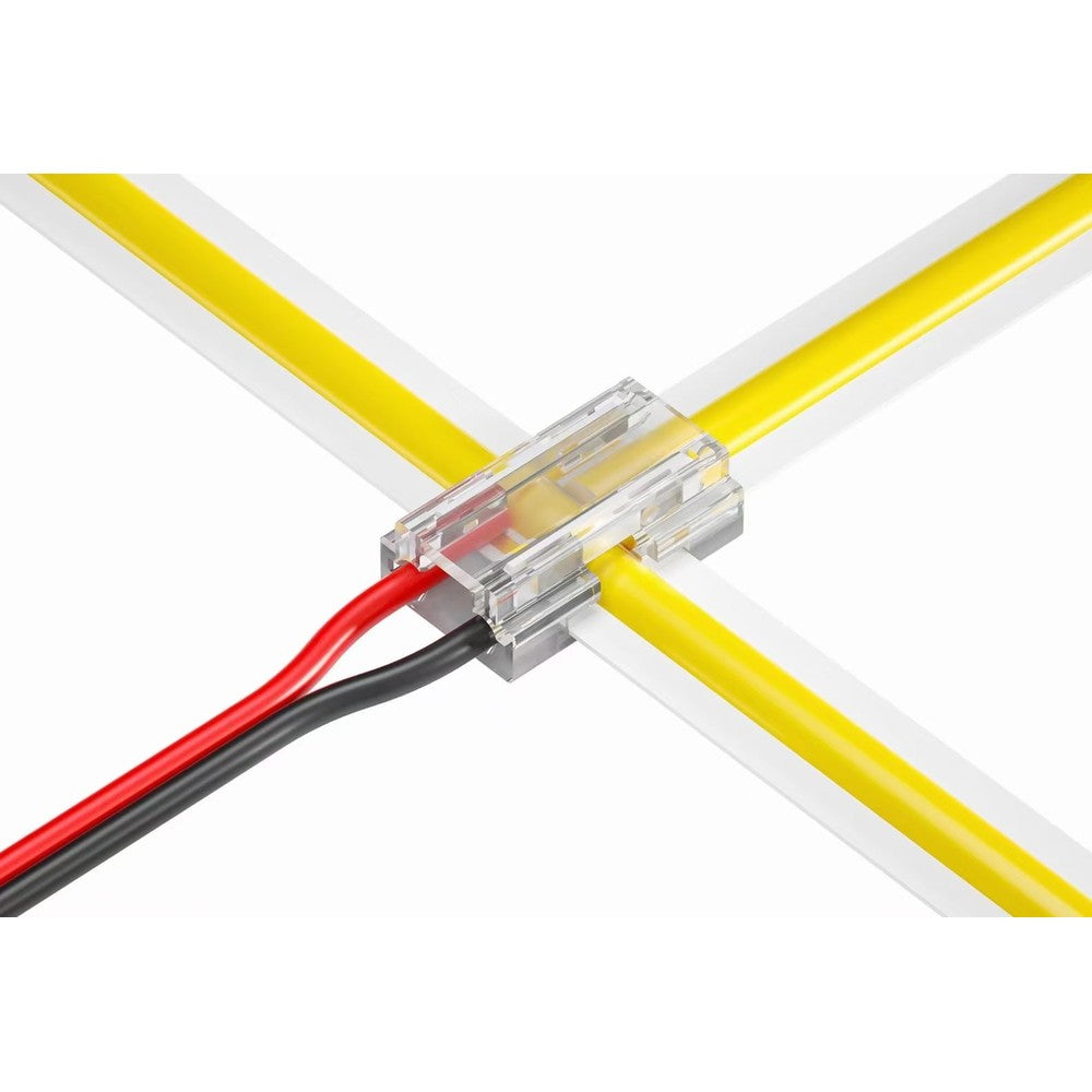 LED strip samler med 8 i 1 COB dioder - 10mm bredde, enkeltfarvet design, IP20 klassificeret, kompatibel med 5V-24V