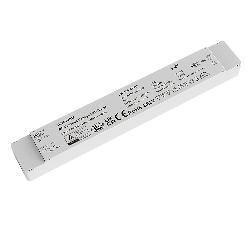 LEDlife rWave 150W dæmpbar strømforsyning - 24V DC, 6,25A, RF, push-dæmp
