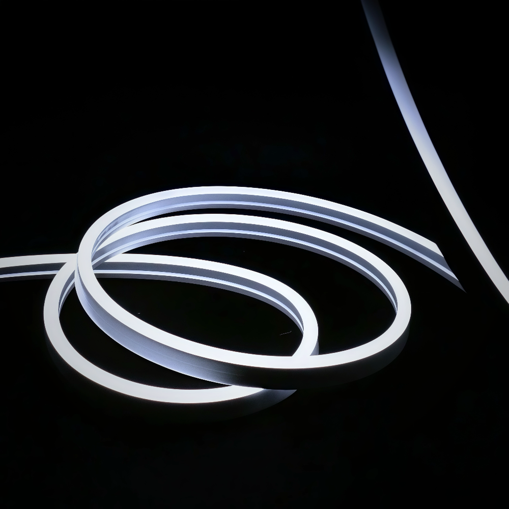 Kold Hvid 8x16 CLIP-ON Neon Flex LED Strip - 8W pr. meter, IP67, 24V