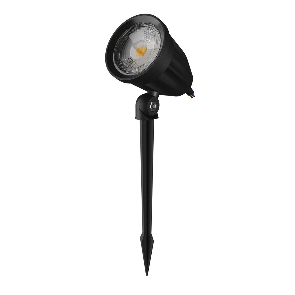 FLORI LIGERO 6W Varm Hvid 230V Udendørs LED Spotlight med Spike, Sort – IP65, 480lm, RA80