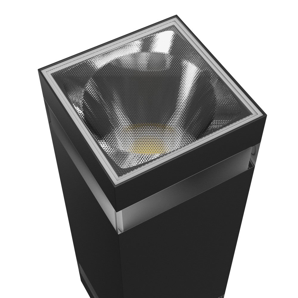 Sort firkantet facadelampe - TORRE RING 18W, CCT 230V, IP54, 99x78x240mm, 1400lm, RA80.