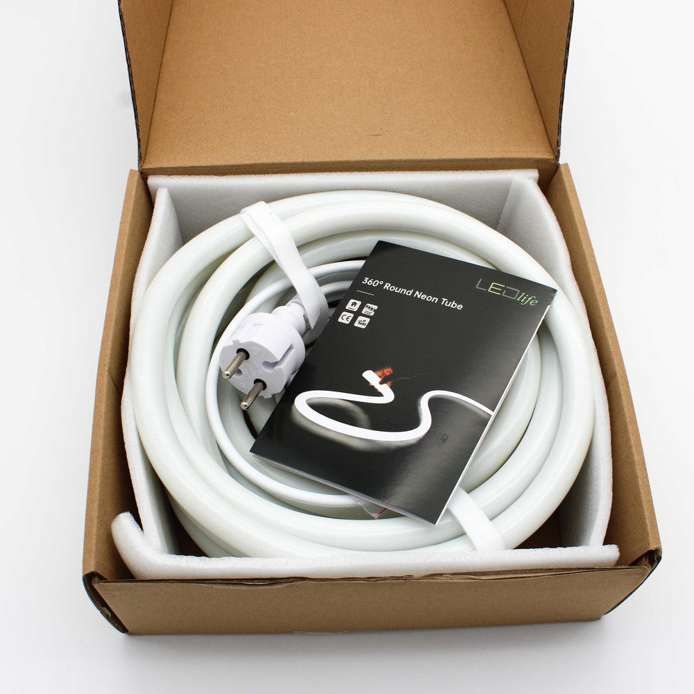 5m Varm Hvid D16 Neon Indretningssæt - 8W/m LED Strip, IP67
