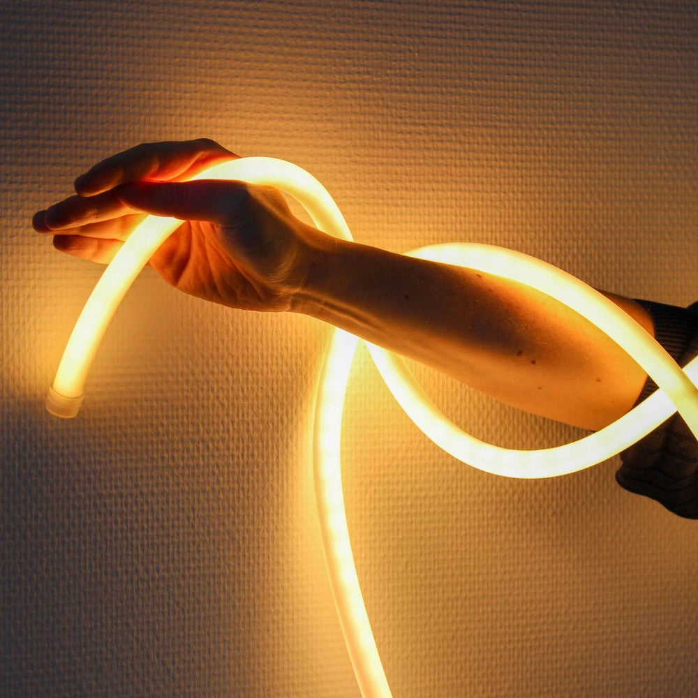 10m Neon sæt til Indretning - Varm hvid LED Strip, D16, 8W/m, 230V, 350lm/m, IP67
