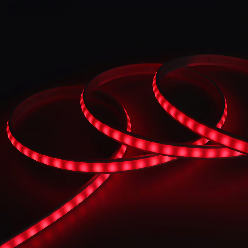 5 meter RGB LED strip med clip-on funktion og vandtæt design - Hvid cover, 230V, 60 LED, 9W pr. meter