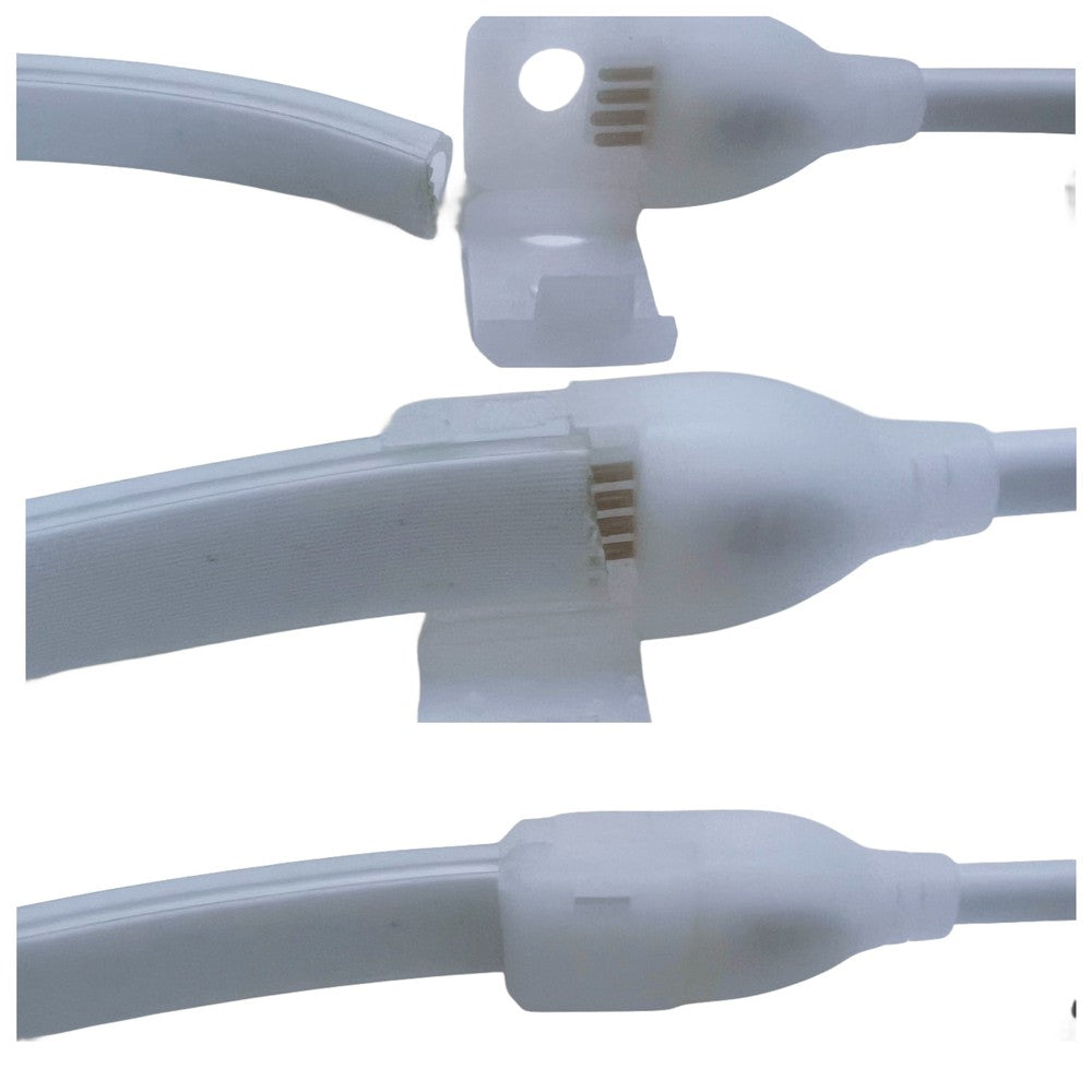 5 meter RGB LED strip med clip-on funktion og vandtæt design - Hvid cover, 230V, 60 LED, 9W pr. meter