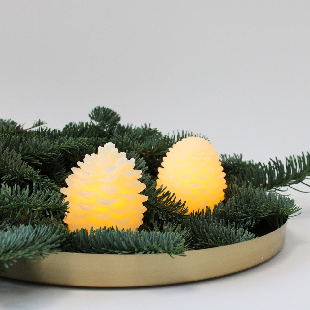 LED Kogle lys med blinkende flammeeffekt i hvid - Højde 8cm, Ø6cm, ægte stearin