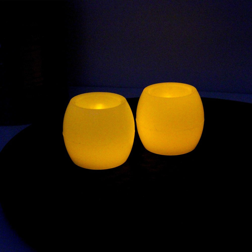 2-pak LED Kugle stearinlys med flammeeffekt - Ø5cm, 6cm høj, lavet af ægte stearin