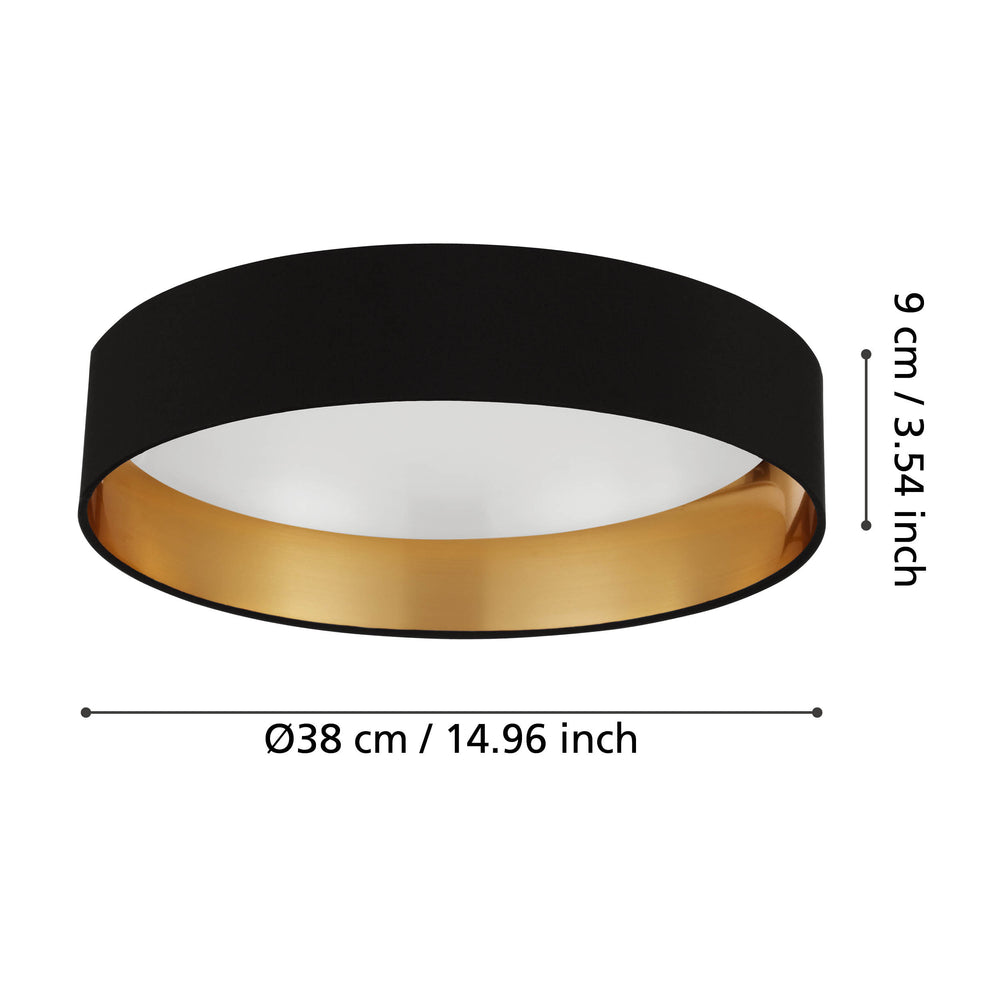 Maserlo 2 loft Ø380 sort/guld Led, 21,6W, 2500LM, 3000K