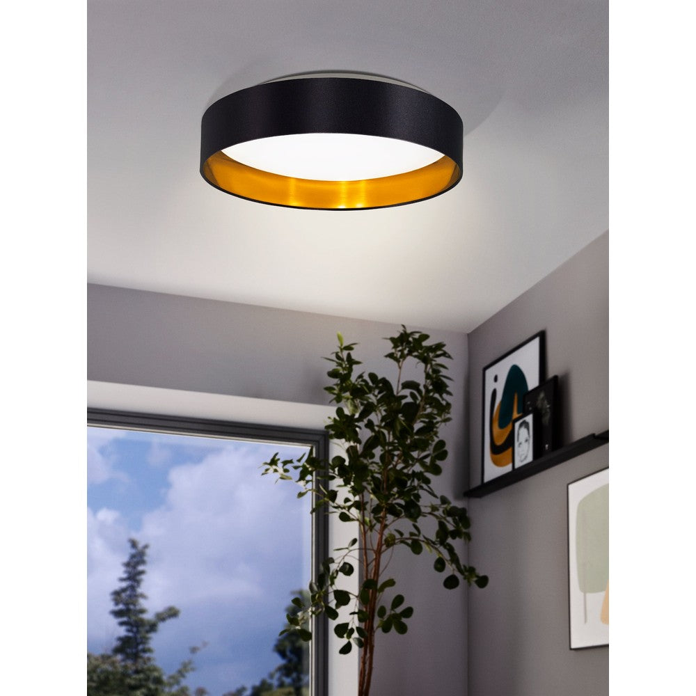 Maserlo 2 loft Ø380 sort/guld Led, 21,6W, 2500LM, 3000K
