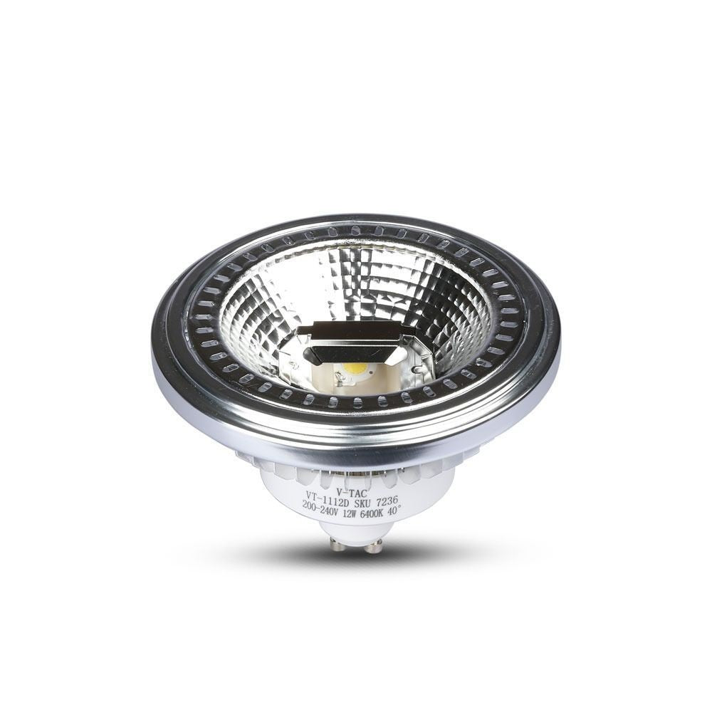 V-Tac 12W LED spot - GU10 AR111, Erstatter 60W, Input 230V, 650lm, RA80