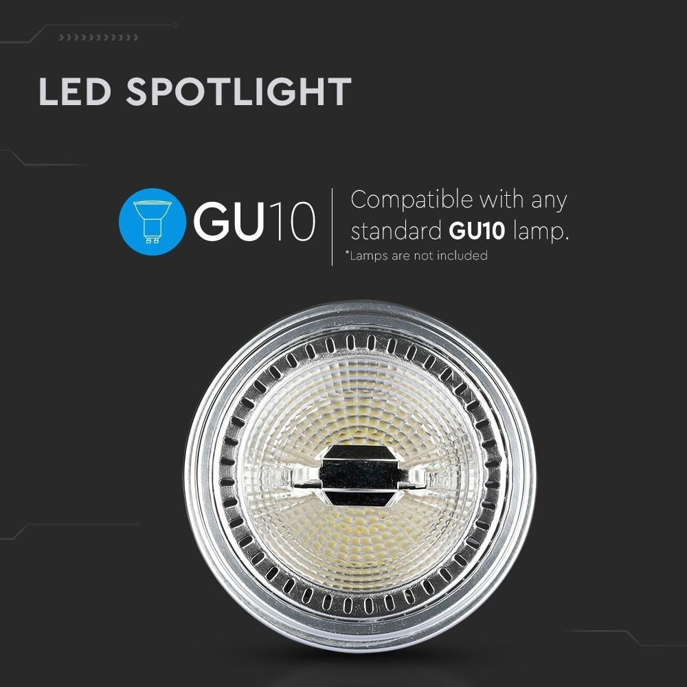 V-Tac 12W LED spot - GU10 AR111, Erstatter 60W, Input 230V, 650lm, RA80