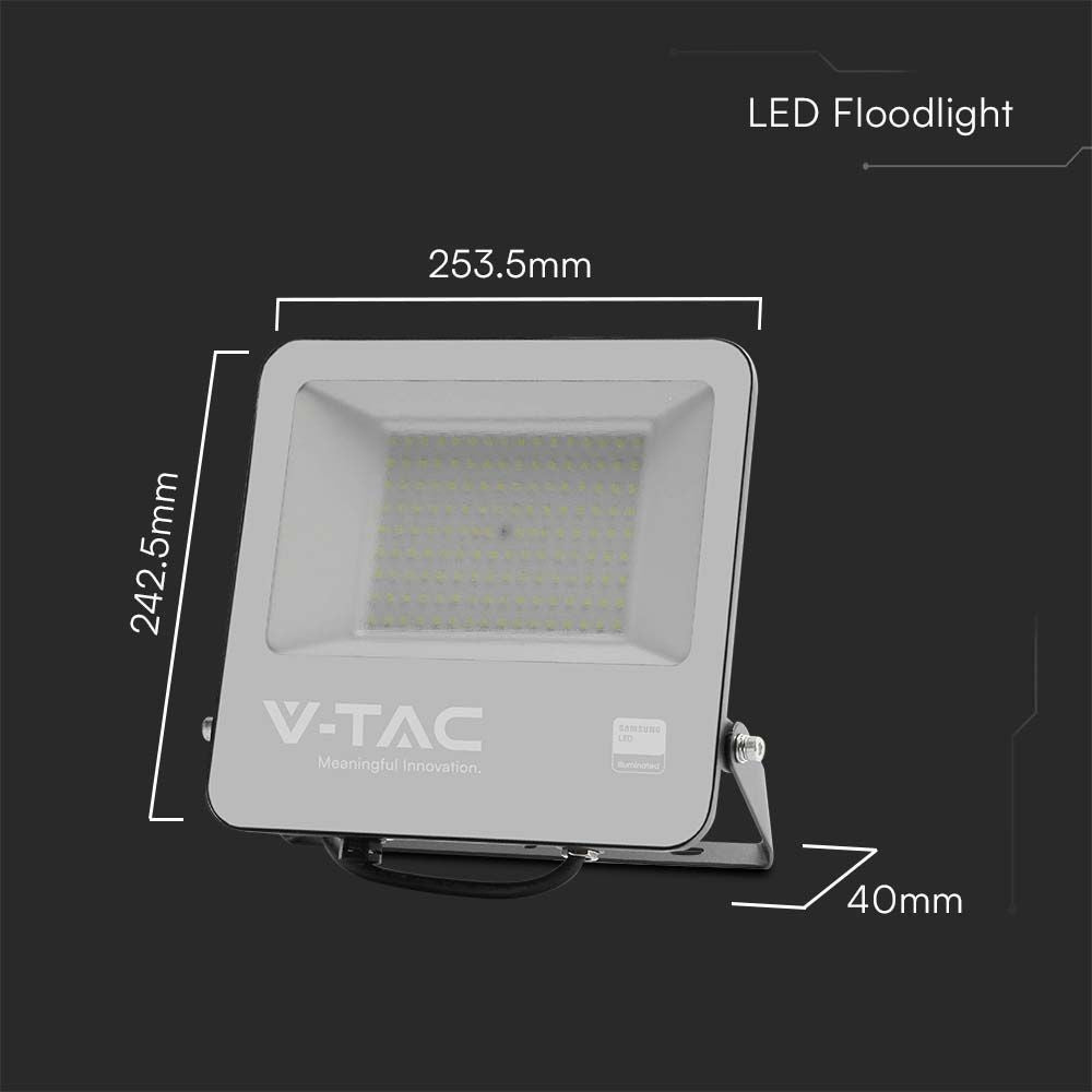 V-Tac 100W LED projektør, Samsung LED chip, 135lm/W, udendørs, IP65, 5 års garanti
