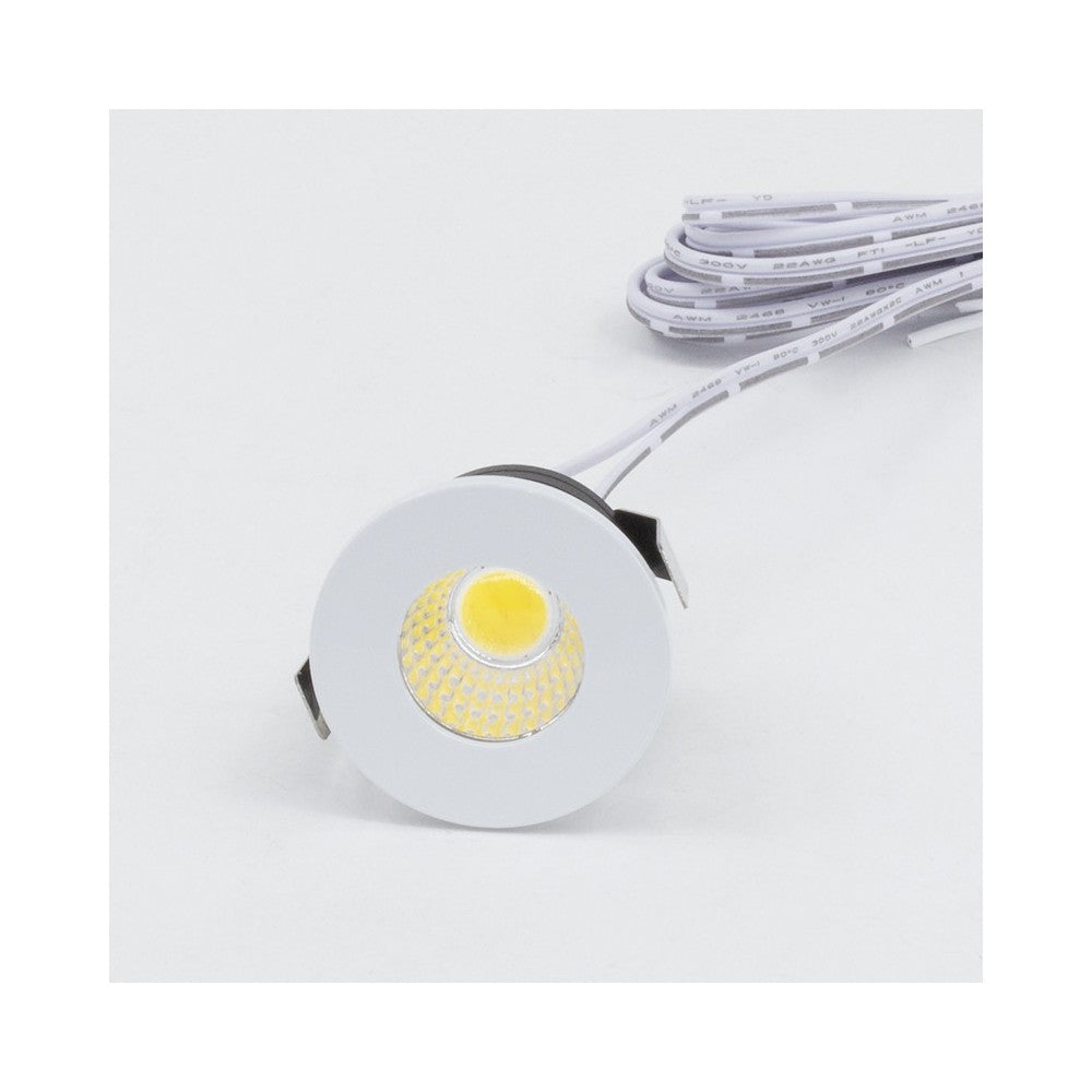 LEDlife Focu38 møbelspot indbygning RA92 - Ø3,5 cm hul, Ø3,8 cm, Mat hvid, 2W, 12V - Erstatter 20W, 170lm