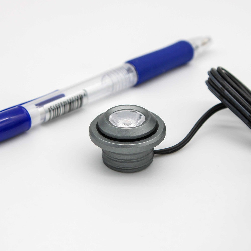 LEDlife SPOT29 møbelspot indbygning RA90 - Børstet stål, 1W, 12V DC, Ø2 cm hul, Ø2,9 cm mål