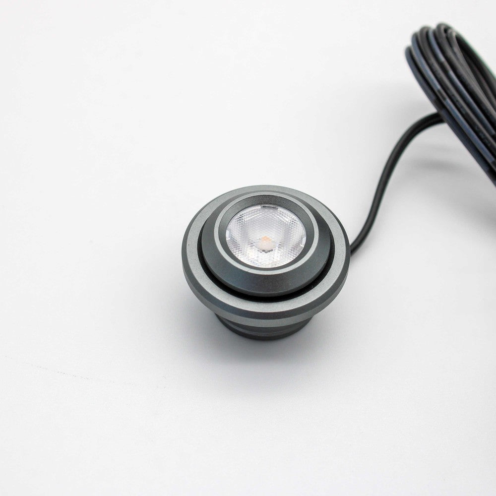 LEDlife SPOT29 møbelspot indbygning RA90 - Børstet stål, 1W, 12V DC, Ø2 cm hul, Ø2,9 cm mål