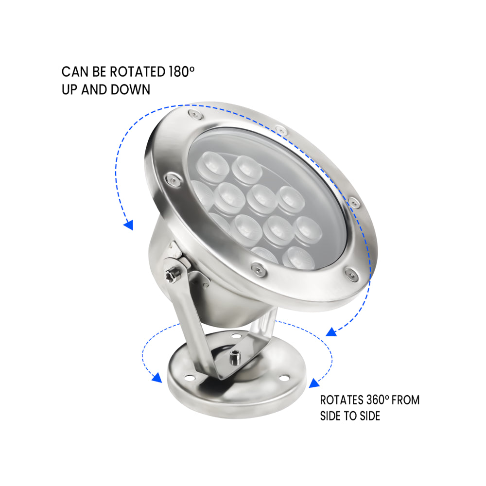LEDlife sø/pool spot - 3W, rund, rustfrit stål, IP68, 24V AC/DC, 240lm, Vandtæt, Energieffektiv, Nem installation, Lang levetid