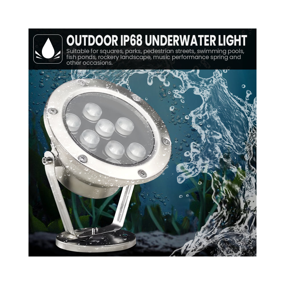 LEDlife sø/pool spot - 3W, rund, rustfrit stål, IP68, 24V AC/DC, 240lm, Vandtæt, Energieffektiv, Nem installation, Lang levetid