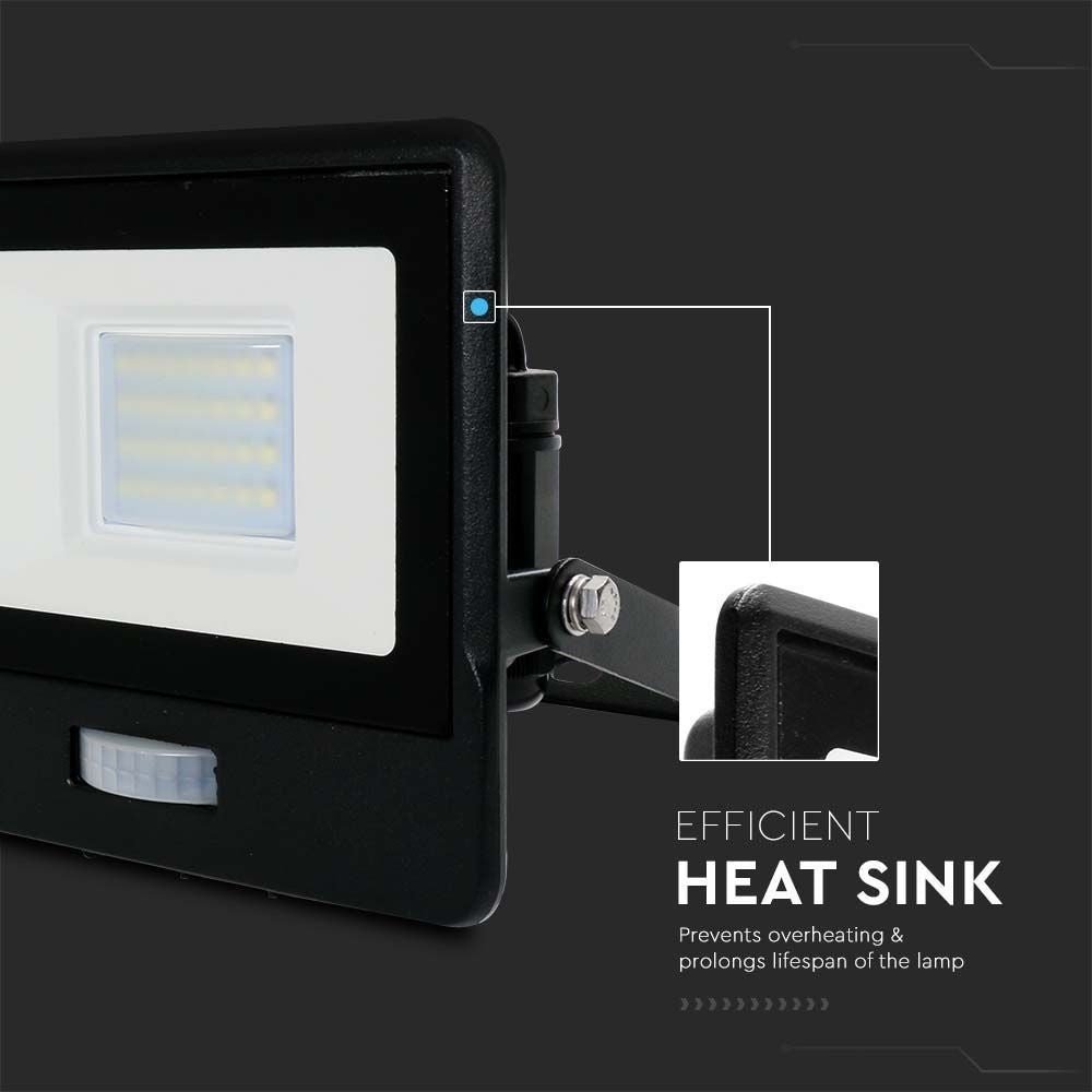 V-Tac 20W LED projektør med sensor - SMD, Samsung LED chip - 5 års garanti