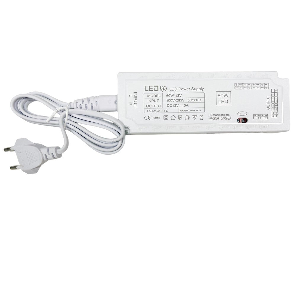 LEDlife møbelspot strømforsyning 60W - Til Sono, Cabi68 og Reco møbelspot, maks. 10 spot