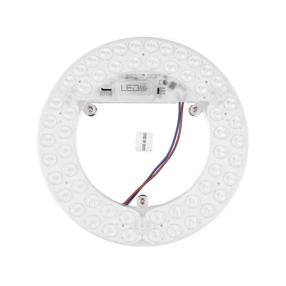 24W LED indsats med linser, flicker free - Ø21,5 cm, CCT 5i1, erstat G24, cirkelrør og kompaktrør - 2600lm, RA86, 230V entrébelysning