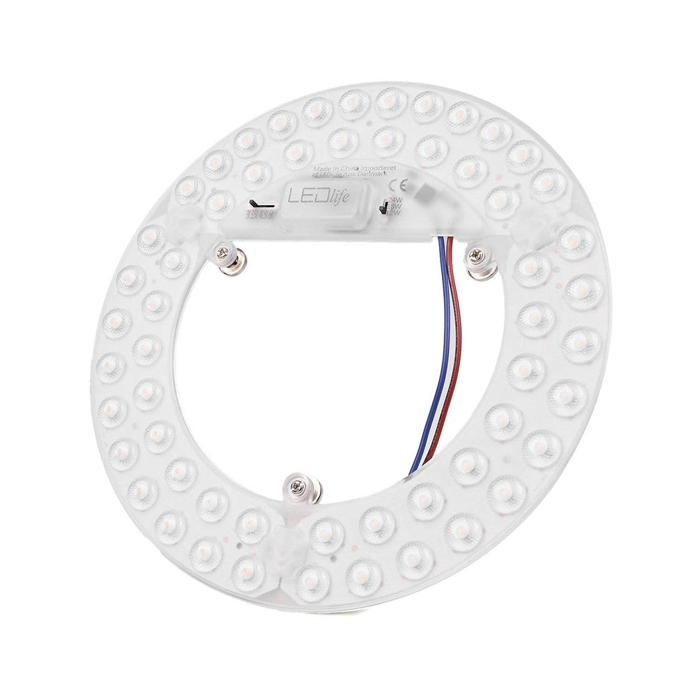 24W LED indsats med linser, flicker free - Ø21,5 cm, CCT 5i1, erstat G24, cirkelrør og kompaktrør - 2600lm, RA86, 230V entrébelysning