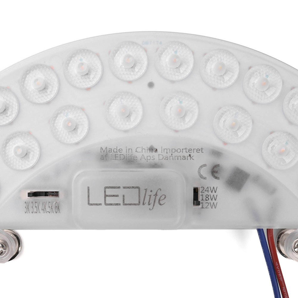 24W LED indsats med linser, flicker free - Ø21,5 cm, CCT 5i1, erstat G24, cirkelrør og kompaktrør - 2600lm, RA86, 230V entrébelysning