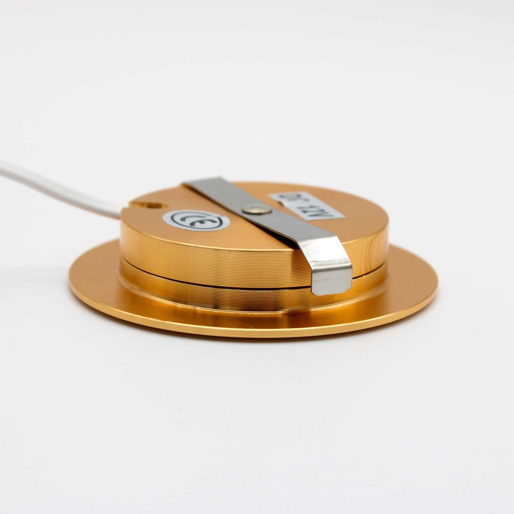 LEDlife Reco68 møbelspot indbygning i guld, Ø6,8 cm, 2,7W, 12V DC, erstatter 20W, 220lm, RA92