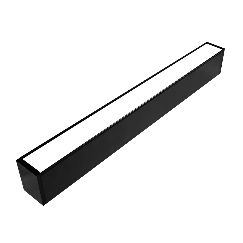 Sort 48W LED lysskinne loftlampe til kontor med wireophæng - 150 cm, 5760 lm, RA80, 120 lm/W