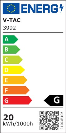 V-Tac 20W LED lysekrone - Hvid, dæmpbar, varm hvid, inkl. lyskilde, 1725lm, RA80, 3 års garanti