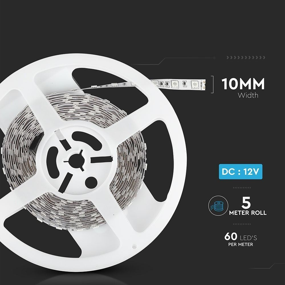 V-Tac LED Strip - 5m, IP20, 60 LED pr. meter, 10,8W/m