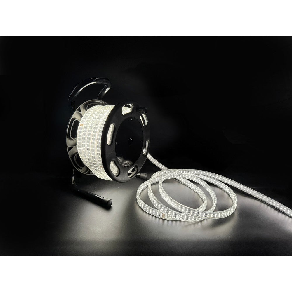 50m 360° LED strip arbejdslys på tromle - 230V, IP67, 360 LED/m, 12W/m, 1500 lm/m, 600W, 75000lm